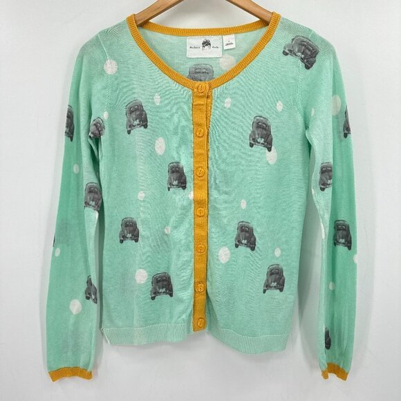 Anthropologie Giuliana Leila Road Rage Green Knit Punch Bug Small Cardigan - Picture 2 of 6